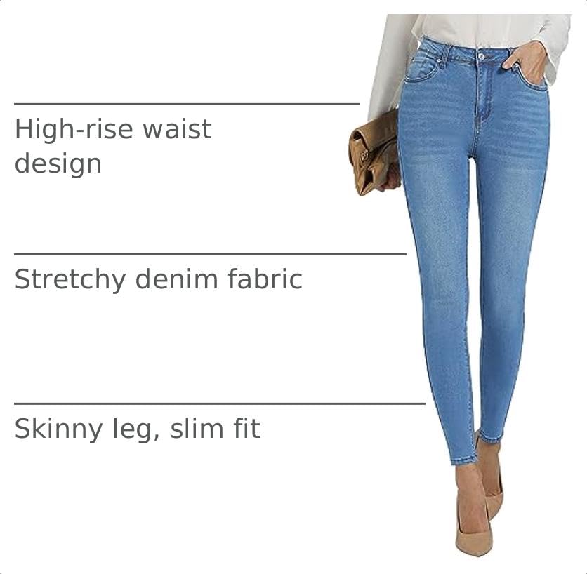 Image of GRAPENT Skinny Jeans for Women High Waist Stretchy Classic High Rise Slimming Jeggings Denim Trousers Pants