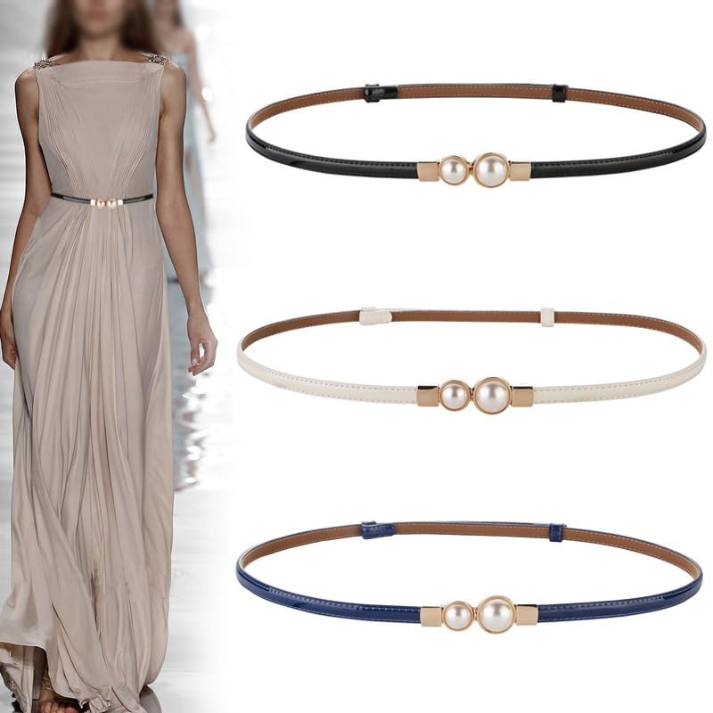 Adjustable Women's Cowhide Waist Belt Decoration Dress Suit Waist Chain Waist Cinching Small Belt Women's(D)3