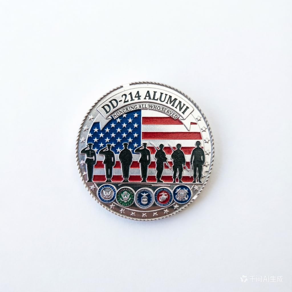 Military DD214 Veteran Coin - Never Underestimate an Old Man with A DD214-7 Branches Salute Retired Soldier Challenge Coin Gift image 4