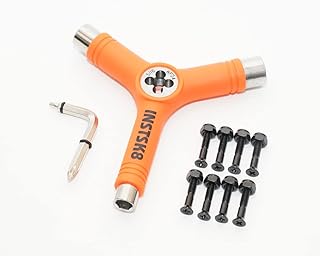 INSTSK8(インストスケート) 1インチ+ビスセット アクスルナットねじ切り付 スケートボード スケボー ツール Y字 工具 レンチ (オレンジ)
