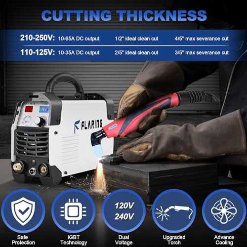 Flaring Plasma Cutter,55 Amp Plasma Cutter Machine 120V 240V 3/5 Inch (15Mm) Max Cutting 2/5 Inch (10.23Mm) Clean Cut Igbt High Frequency Inverter Touch Arc Plasma Cutter With Consumable Set Update 5Th Fc550D thumb #3