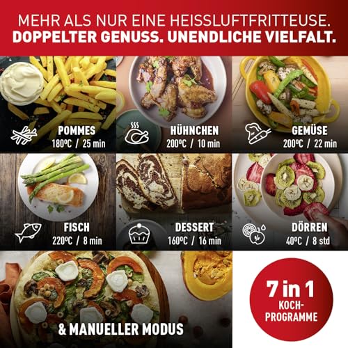 Tefal Dual Easy Fry Heißluftfritteuse, 8,3 L Air Fryer, zwei spülmaschinenfeste Körbe, 7-in-1, 6-8 Portionen, 15 Jahre Reparierbarkeit, energiesparend, schwarz, EY9018 – Bild 6