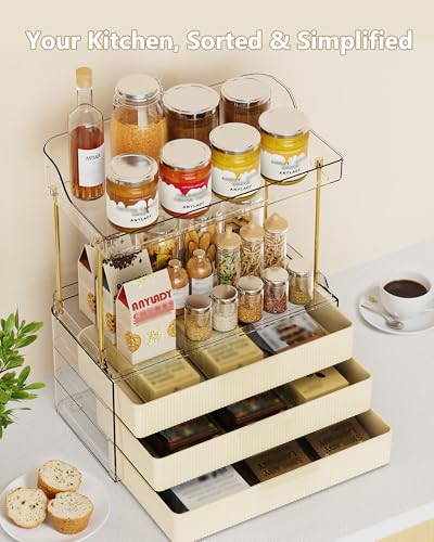 Image of Anylady Bathroom Organizers and Storage, Makeup Organizer (Sturdy Durable Attractive), Ideal for Vanity, Countertop, Counter, Perfume, Skincare, Cabinet, Cosmetic, Dresser Organizer (Cream)