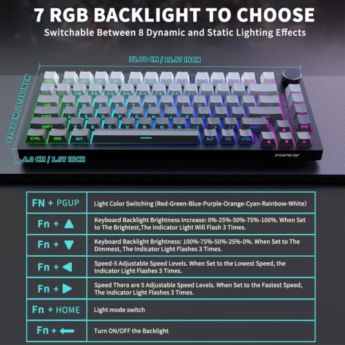 Image of FOPETT Wireless Mechanical Keyboard Rechargeable Adjustable Backlight Three Mode Wired /2.4G /Bluetooth Side Engraved for Laptop /Windows /PC - Gradient Grey Black