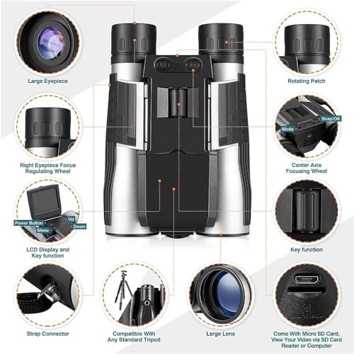 Jumelles 12X32 Full HD avec caméra intégrée et grand écran de visualisation
