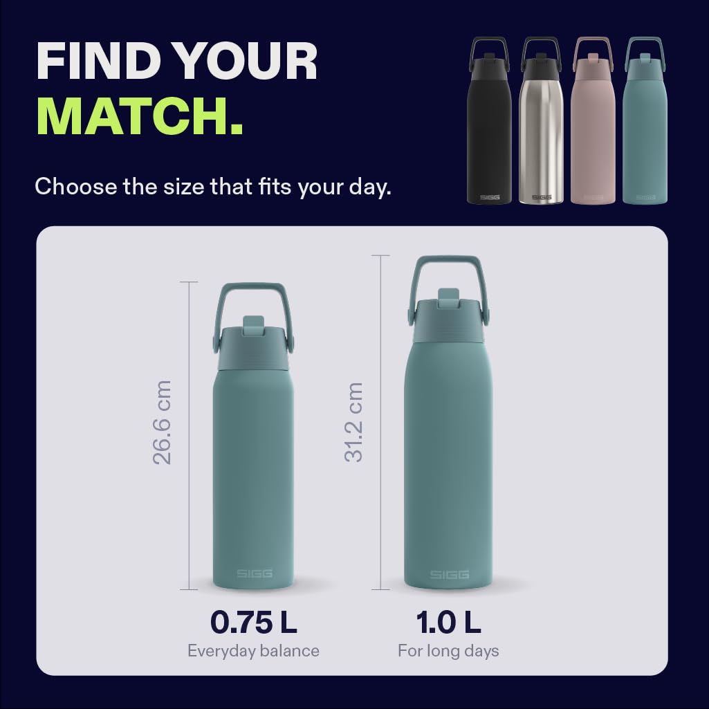 SIGG - Borraccia Isolata - Thermos Shield Therm FLIP Morning Blue - A prova di perdite - Lavabile in lavastoviglie - Senza BPA - 90% acciaio inox riciclato - Blu - 1L