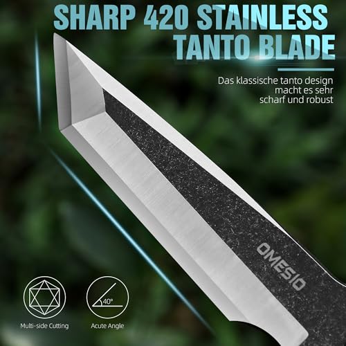 Omesio KNIFE-LD-MANGSHE Tanto Fixed Blade Knife With Kydex Sheath, Outdoor Survival Knife, Tactical Knife Full Tang 420 Stonewashed Steel G10 Handle thumb #1