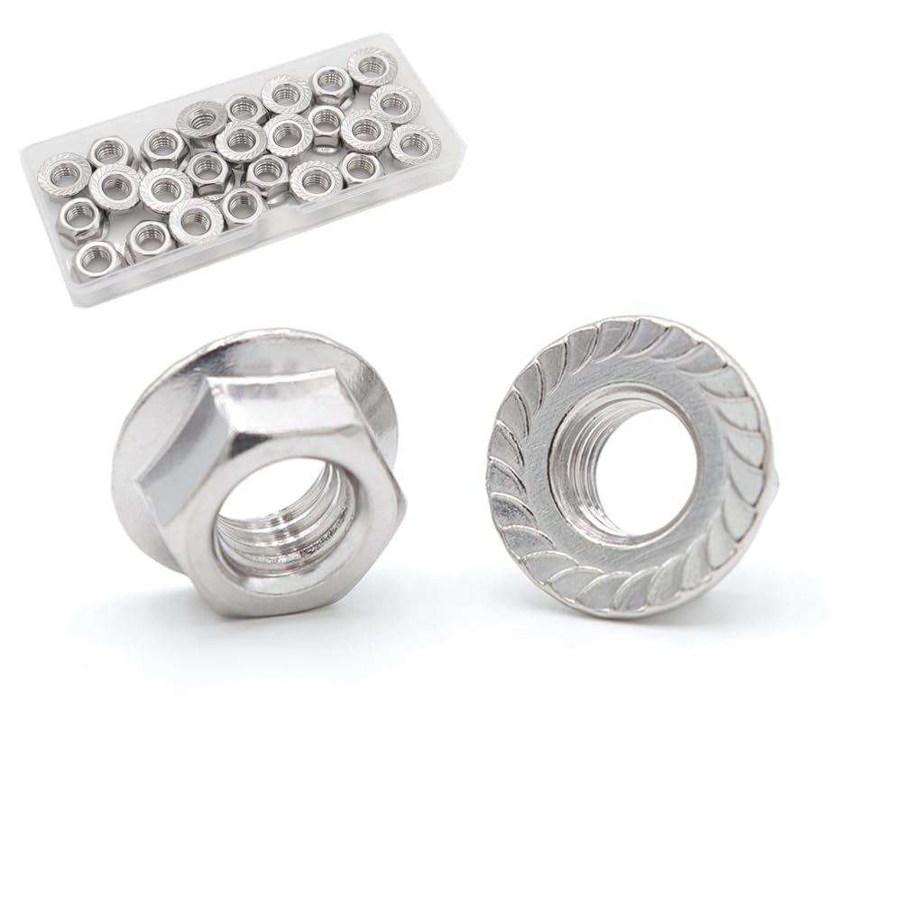 5/16"-18 Serrated Flange Nuts 30 Pack 304 Stainless Steel Hex Lock Nuts Full Thread for Industrial Construction Fasteners