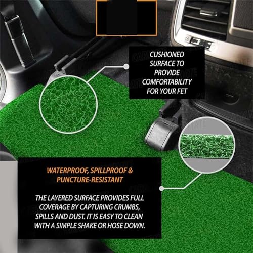 Image of CARNEST Premium Grass PVC Mats, 18mm Thickness, 100% Waterproof and Dustproof Car Floor Foot Mats, Universal Fit in All Cars, Compatible for Honda Amaze (2025 Onwards) All Weather Car Mat, Green