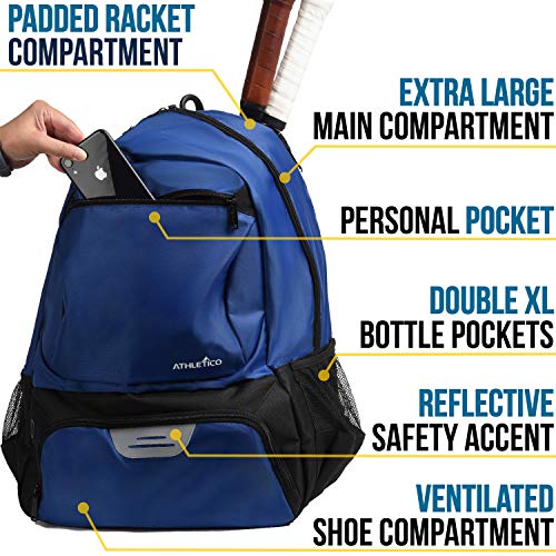 image for Athletico Premier Tennis Backpack - Tennis Bag Holds 2 Rackets in Padd