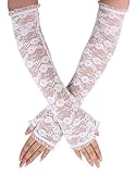 AshopZ Women's Party Sexy Lace Wedding Dress Long Fingerless Glove,White