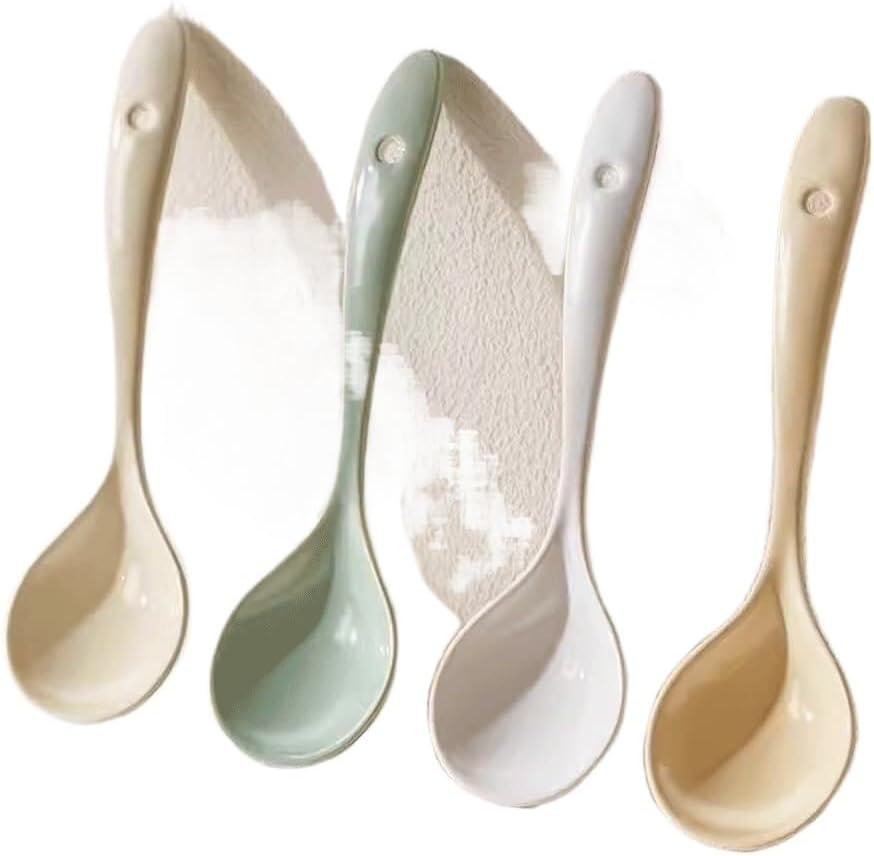 Spoons,soup spoons,Spoons for Cooking Kitchen Ceramic Large Soup Spoon Household Long Handle Large Soup Spoon Kitchen Round Table Spoon Dessert Spoon Tableware Dinner Spoon Teaspoons(Green)