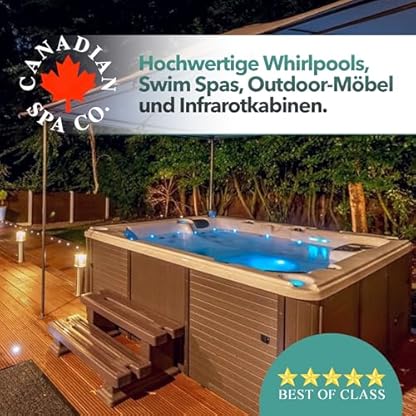 CANADIAN SPA CO. Montreal Outdoor Hot Tub 3 Personen, 213x150x78 cm, eckig, mit Abdeckung, LED Beleuchtung, Heizung und 24 Hydromassagedüsen, ganzjährige Nutzung – Bild 4