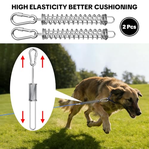 Image of Dog Tie Out Spring, Heavy Duty Shock Absorber Spring for Tie Out Cable & Chain, Rustproof Stainless Steel Buffer, Dog Leash Shock Absorber (2 Springs)