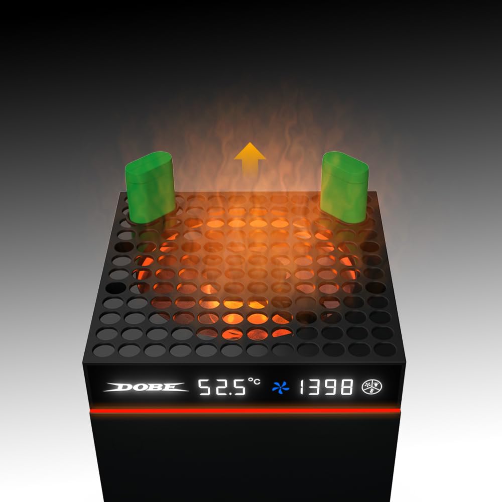 Dobe TYX-3606 - Ventola di raffreddamento compatibile con Xbox Series X/S con schermo LED, sistema di raffreddamento a velocità regolabile, ventola superiore a basso rumore con ventola indipendente e