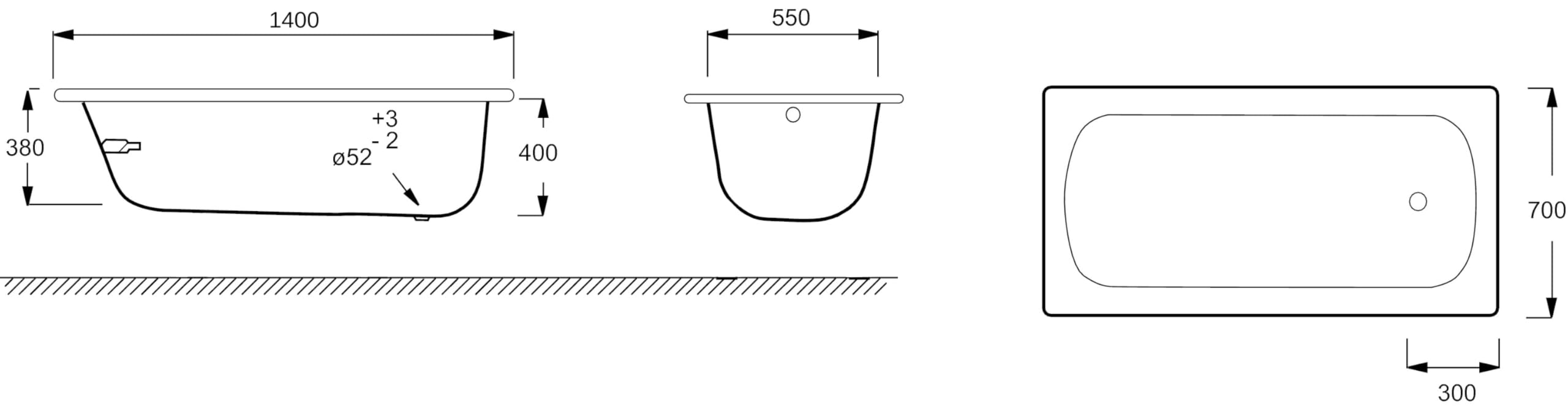 JACOB DELAFON Bañera de acero 140x70 cm rectangular PREVIRA Antideslizante Desagüe incluido Color Blanco Máxima higiene Fácil limpieza y mantenimiento E5P41G-00