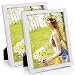RPJC 11x14 inch Picture Frame (2pk) Made of Solid Wood and High Definition Glass Display Pictures 8x10 with Mat or 11x14 Without Mat for Wall Mounting Photo Frame White