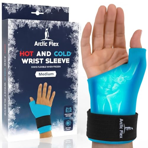 Arctic Flex Wrist & Thumb Ice Pack Wrap - Extra Strength Hot & Cold Therapy - Reusable Hand Freeze Sleeve - for Arthritis Carpal Tunnel Surgery & Pain Relief (Fits Left & Right)