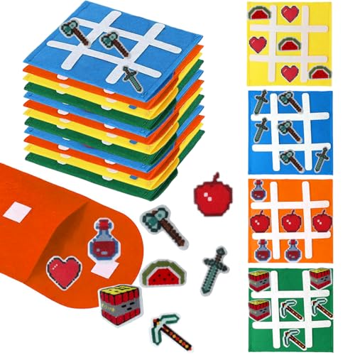 Tic Tac Toe Party Mitgebsel Kindergeburtstag Gastgeschenke 12 Stück Mini Geburtstag Mitgebsel Halloween Adventskalender Geburtstag Give Aways Pinata Füllung (Pixel Gamer)
