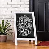 Glitzhome A-Frame Chalkboard Sign 30'x20' Wooden Sandwich Board Easel Sign Outdoor Standing Wall Chalkboard for Restaurants, Cafes, Weddings(White)