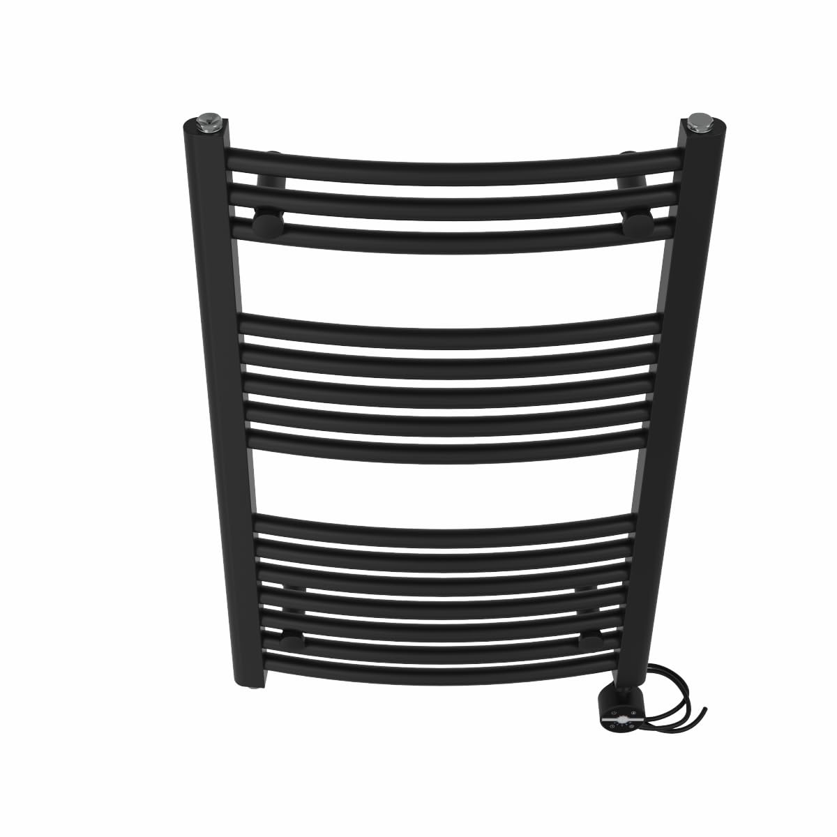 NRG Prefilled Curved Electric Towel Rail Black 800x500mm 400W Touch LCD — image 1