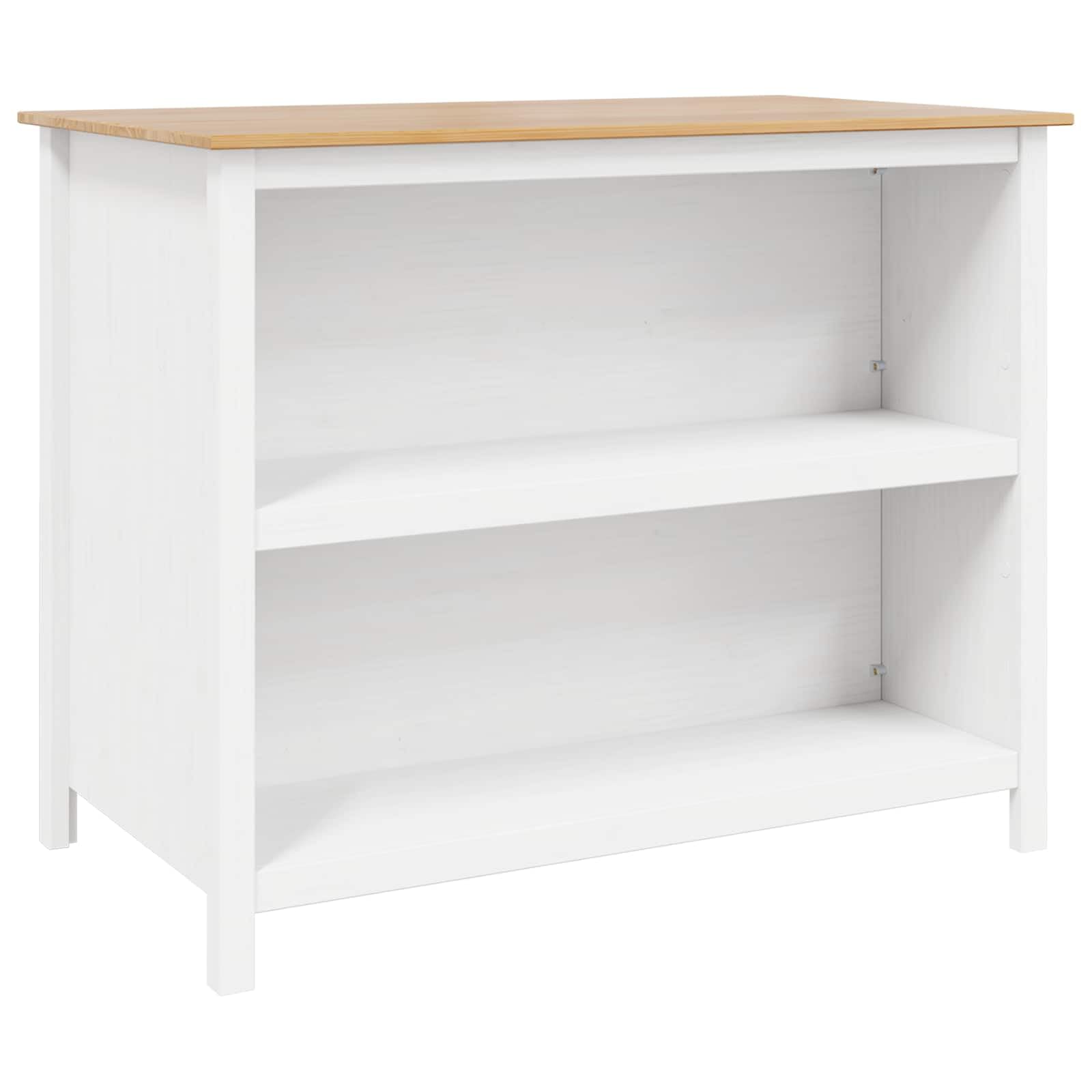 Isola da cucina Hill, credenza in legno di pino, bianco, 112 x 66