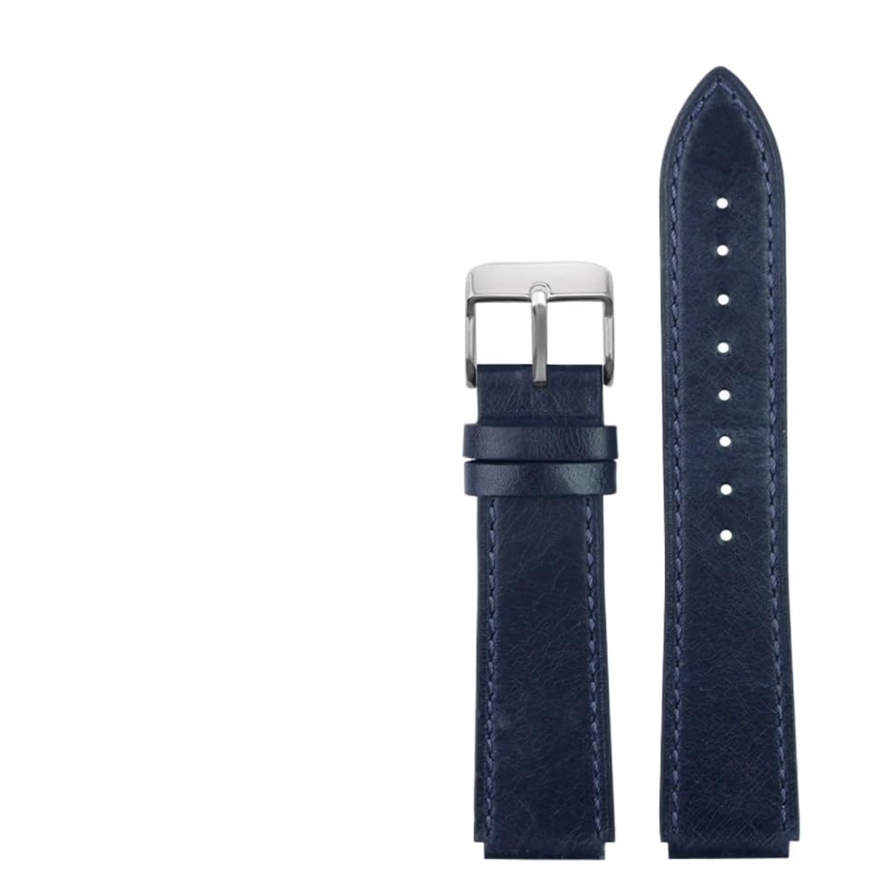 AMAUPCKCA Retro Genuine Leather Watchband For Casio A158W A168 / F91w / AE-1200WHD/A158/A159/A169/AE1200 Vintage Watch Bracelet Strap(Blue sk)