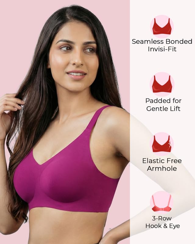 Image of Women's Cotton Padded Full Coverage Bonded Bra | Seamless T-Shirt Bra | Wire-Free | Breathable Cotton Fabric | Elastic-Free Bottom Band & Armholes | No Marks, No Digging | Pack of 1