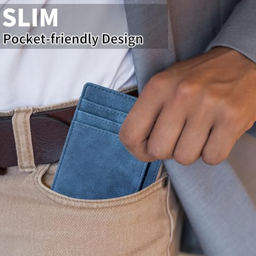 Image of Chelmon Slim Wallet for Men, Minimalist Front Pocket RFID Blocking Credit Card Holder