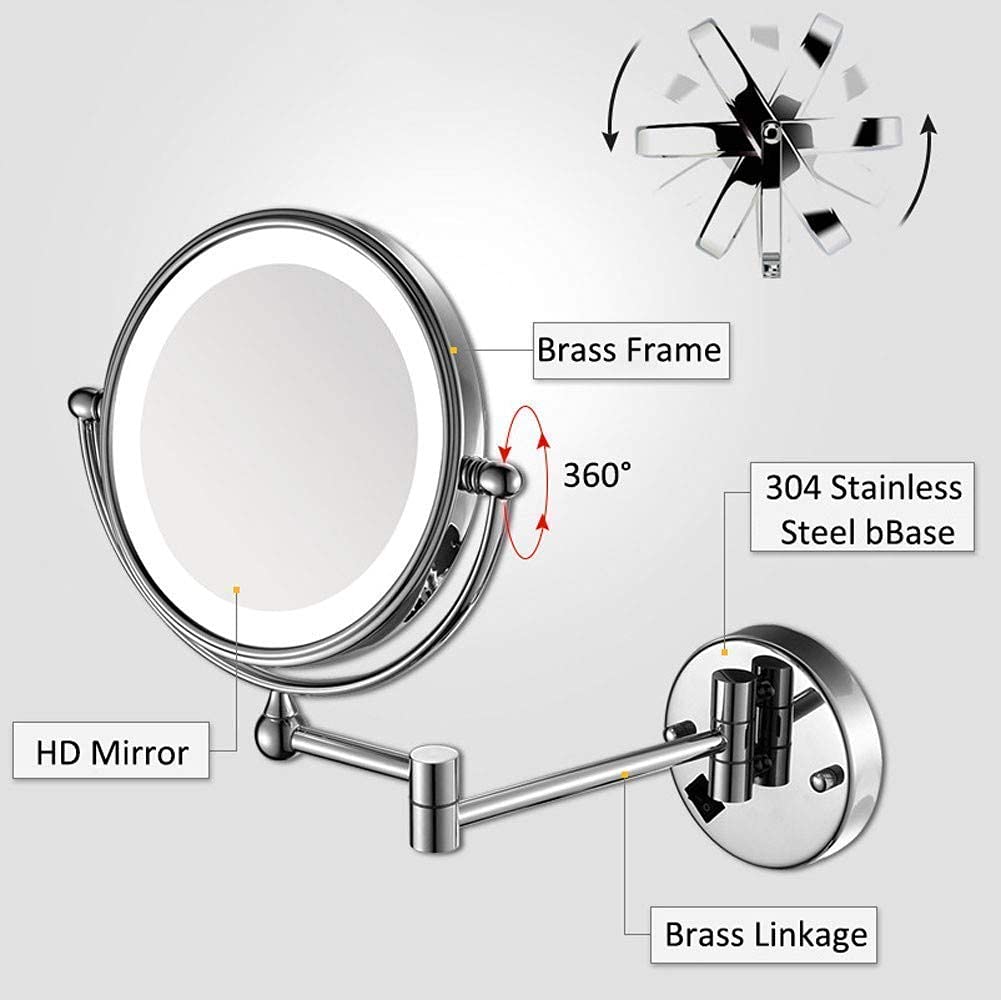 Espejos de Maquillaje de Afeitado montados en la Pared, Aumento 10X Simplemente Decorar para Espejos de tocador de encimera de Hotel