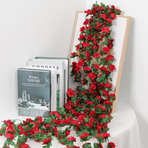 ACTINIC 9 x 8Ft Artificial Fake Flowers Garland Roses Vine Hanging Silk Flowers Garland - Image 3