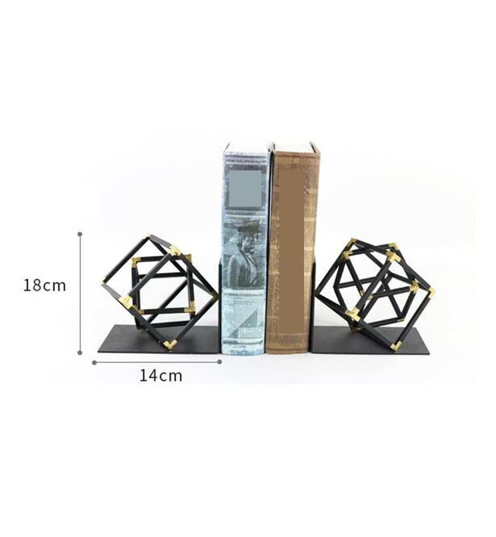 Podpórki do Książek do Domu Podpórki Do Książek Dekoracyjny Metalowy Czarny Heavy Duty Podpórka Do Książek Geometryczny Wzór Półka Na Książki Końcówki do Książek do Biblioteki