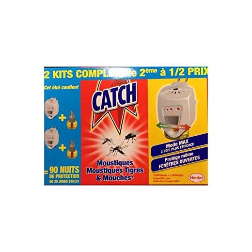 CATCH - Kit prise Anti moustiques et Mouches avec recharge liquide - Lot de 2