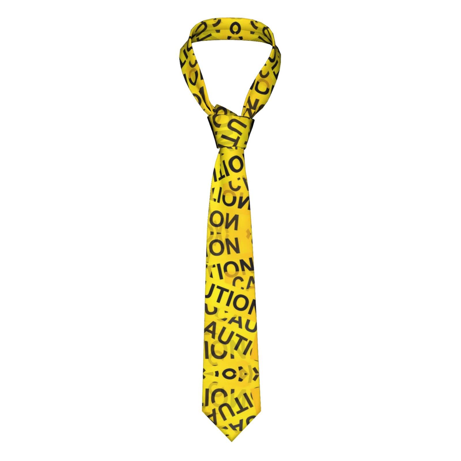 Oudrspo Men's As Pic Caution Tape Ties Print Ties Slim Skinny Necktie For Costume Accessories
