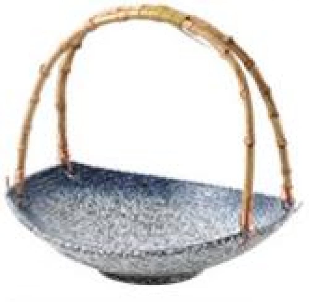 LKLNKVL Fresh Fruit Platter, Ceramic Plate Hand Basket Dessert with Handle Sushi Creative Tableware Fruit, Snack, Decorative Bowl-B