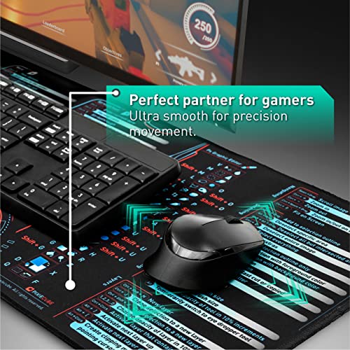 Image of Pixiecube Windows, Office, Excel, Adobe Photoshop Shortcut Keys Extended Large Mouse Pad | Gaming Desk Mat for PC. Stitched Edge Non-Slip Base Mousepad, Keyboard Mat