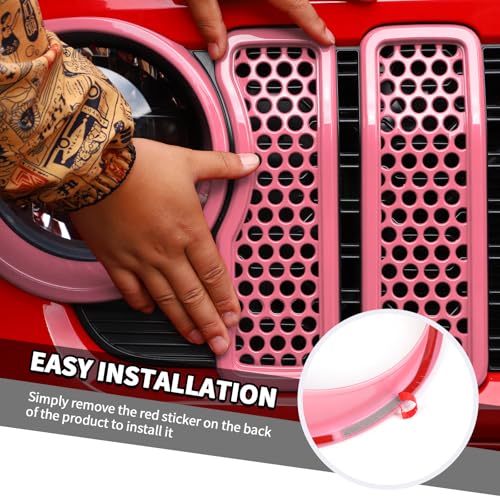 Image of 9PCS Headlight Cover & Front Grill Mesh Inserts Compatible with Jeep Wrangler JL JLU 2024+, NOT FIT JL Sport /Sport S (Pink)