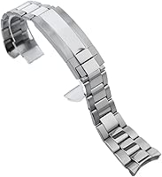 PTREWB 20MM Silver Solid Bracelet 904L Stainless Steel Glide Lock Clasp Wristband For NH34 NH35 Watch Case