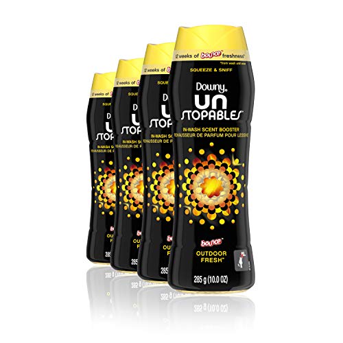 Downy Unstopables in-wash Scent Booster Beads, Bounce Outdoor Fresh Scent, 10 Ounce, Pack of 4