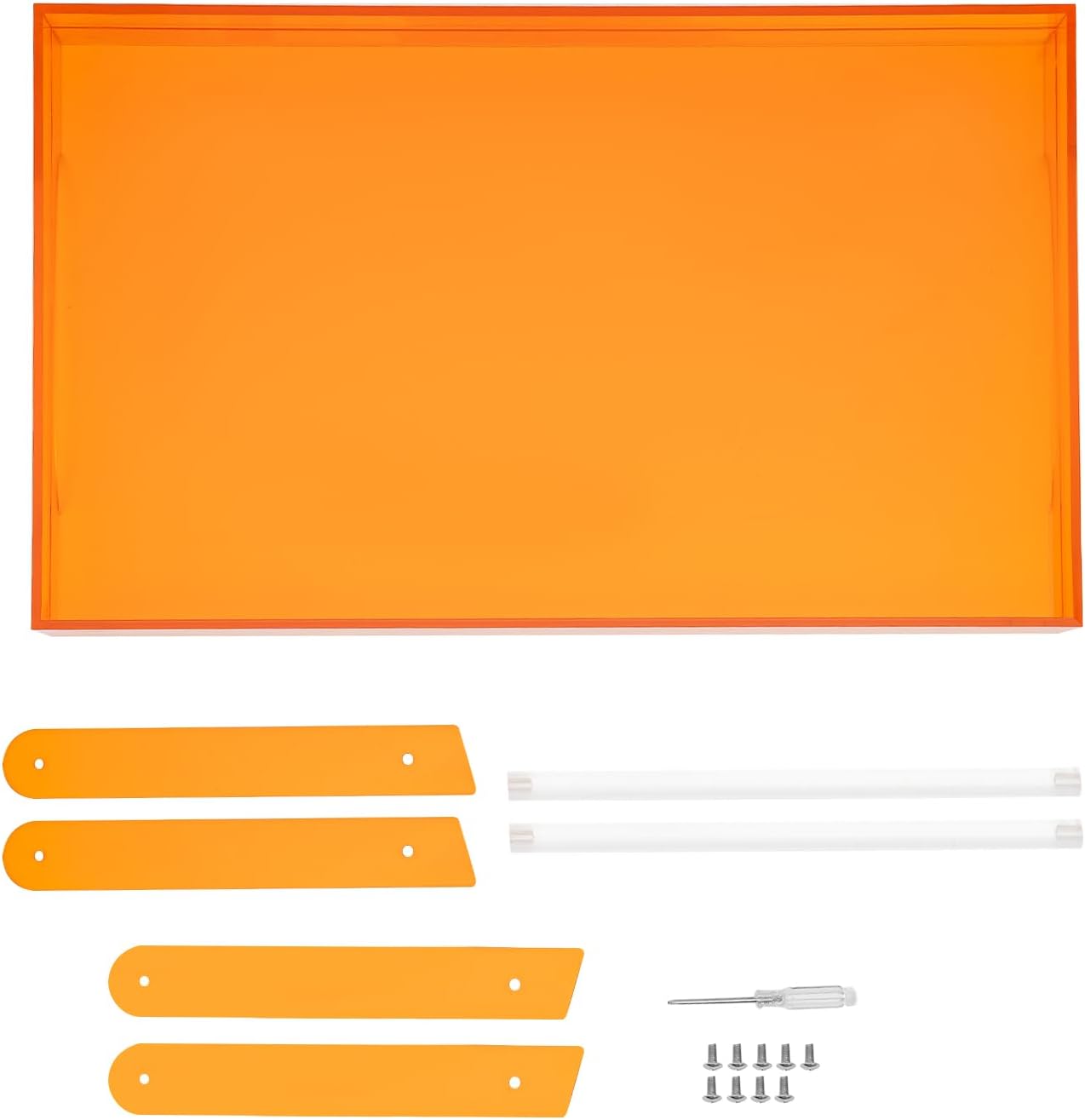 Acrylic Bed Tray with Foldable Legs, 23.6''×13.7''×9.8'' Multipurpose Breakfast Tray for Couch or Bed, for Bedroom Living Room Birthday Wedding School (Orange)