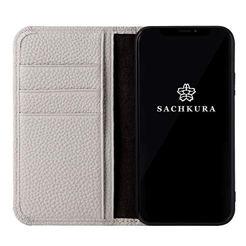 【Amazon限定ブランド】 SACHKURA iPhoneXS/X 対応 手帳型 ケース レザー 本革 シュリンクカーフレザー 牛革 マグネット無し 耐衝撃 手帳 メンズ レディース アイボリー SK-Xs-Ivory