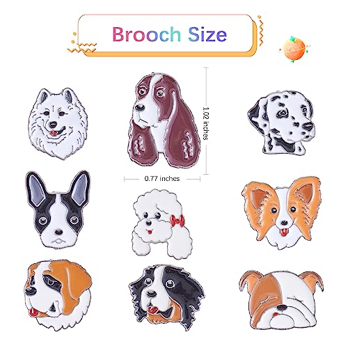 Image of Ornaland 9 Pieces Dog Brooch Pins Cute Animal Brooch Cartoon Samoyed Dog Lapel Pins with Brass Clutches Alloy Enamel Brooches Badges Jewelry for Backpacks Clothes Jackets Hats