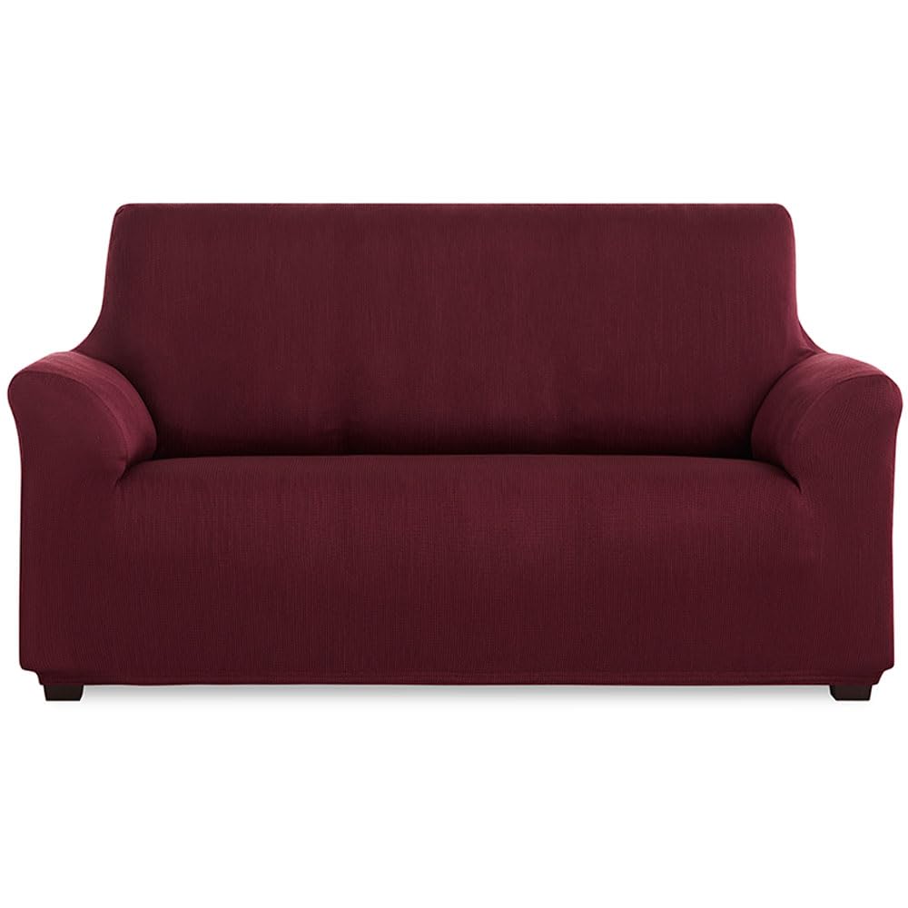 MAXIFUNDAS | Funda de Sofá Elástica 2 Plazas Color Rojo - Funda de Sofá Extrasuave, Antideslizante y Elástica - Funda Sofá Elástica Modelo Inca OEKO-TEX STANDARD 100