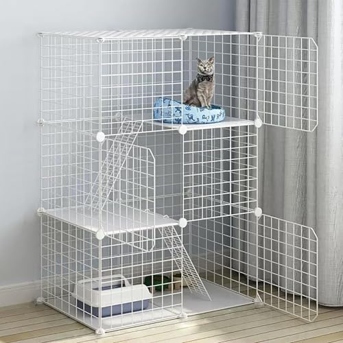 Abnehmbarer Katzenkäfig – Tragbares Haustiergehege für Indoor-Katzen und Kleintiere – Faltbares Design mit einfacher Montage und inklusive Katzentoilette