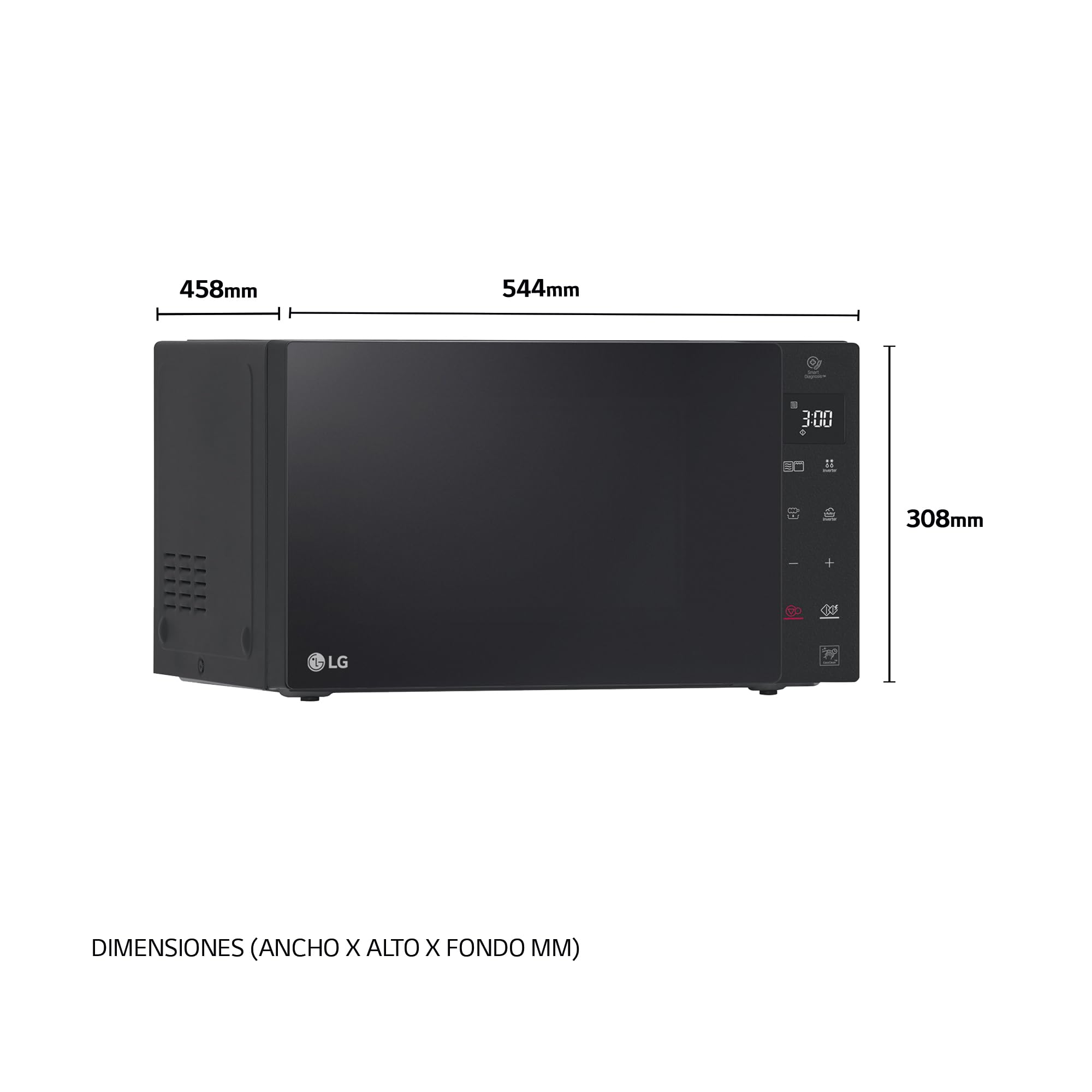 LG MH7235GPS - Microondas con Grill 2 en 1, 32L, Smart Inverter 1200 W, Panel Táctil y Giratorio, Cocina Rápida y Uniforme, Display LED, Easy Clan, Ahorro Energético, Negro