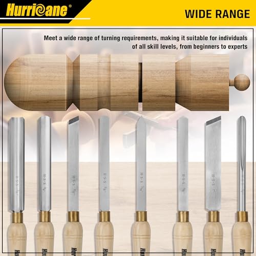 HURRICANE 8pc Wood Lathe Chisel Set, M2 HSS Wood Turning Tools with 10" Solid Hardwood Handles, Lathe Tool Kit for Beginners and DIY Hobbyists, Includes Protective Wooden Box by HURRICANE - Image 5