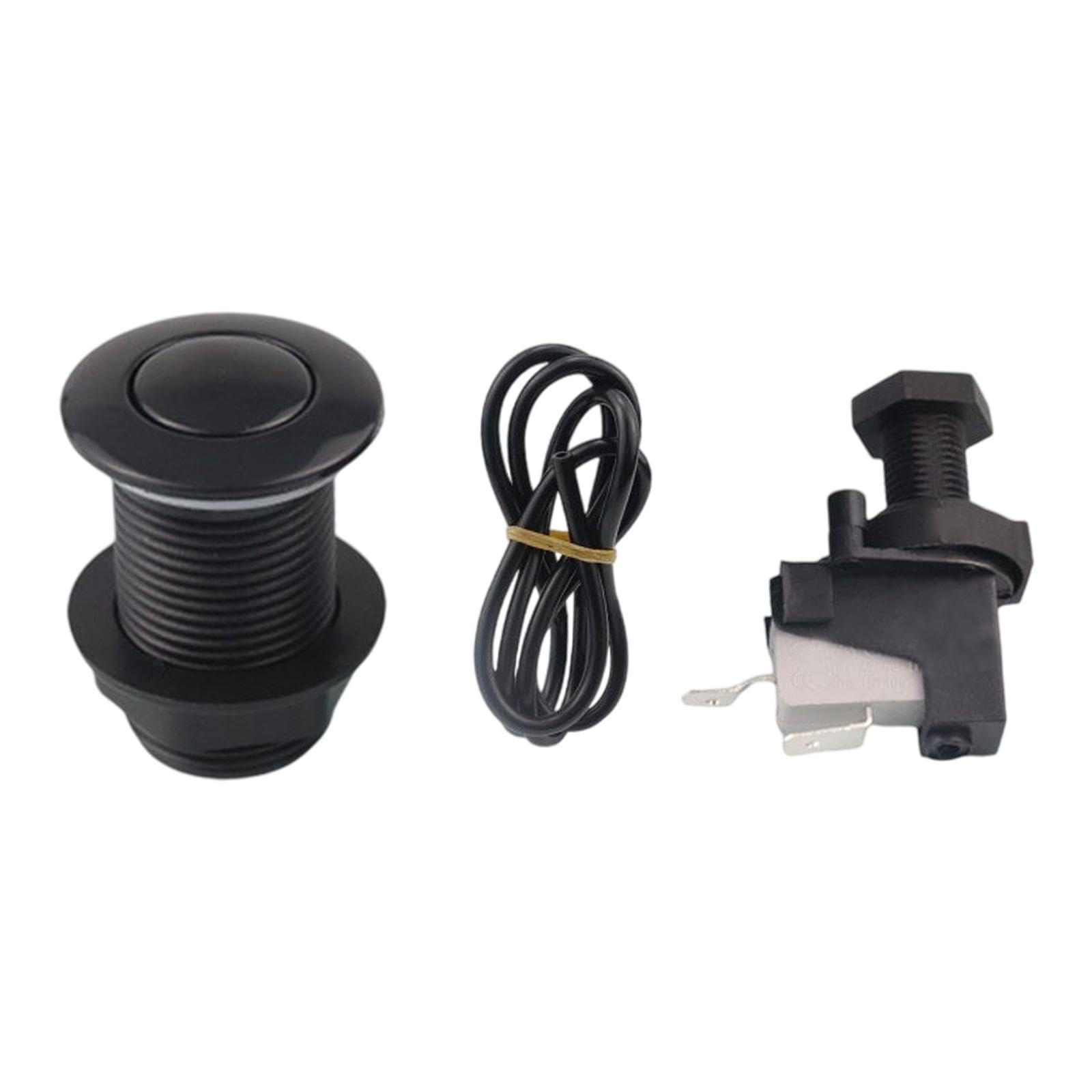 Interruttore pneumatico Interruttore a pulsante aria Interruttore a pulsante acceso/spento per vasca da bagno Interruttore per smaltimento rifiuti SPA, 32mm Tutto Nero
