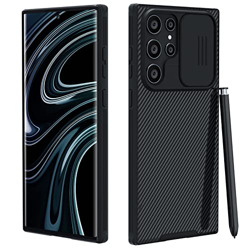CloudValley Coque pour Samsung Galaxy S23 Ultra, Housse avec Coulissante Protection de la Caméra, [Militaire Antichoc Protection] Étui Dur Mince pour Galaxy S23 Ultra 5G 6.8 Pouces, Noir Cover