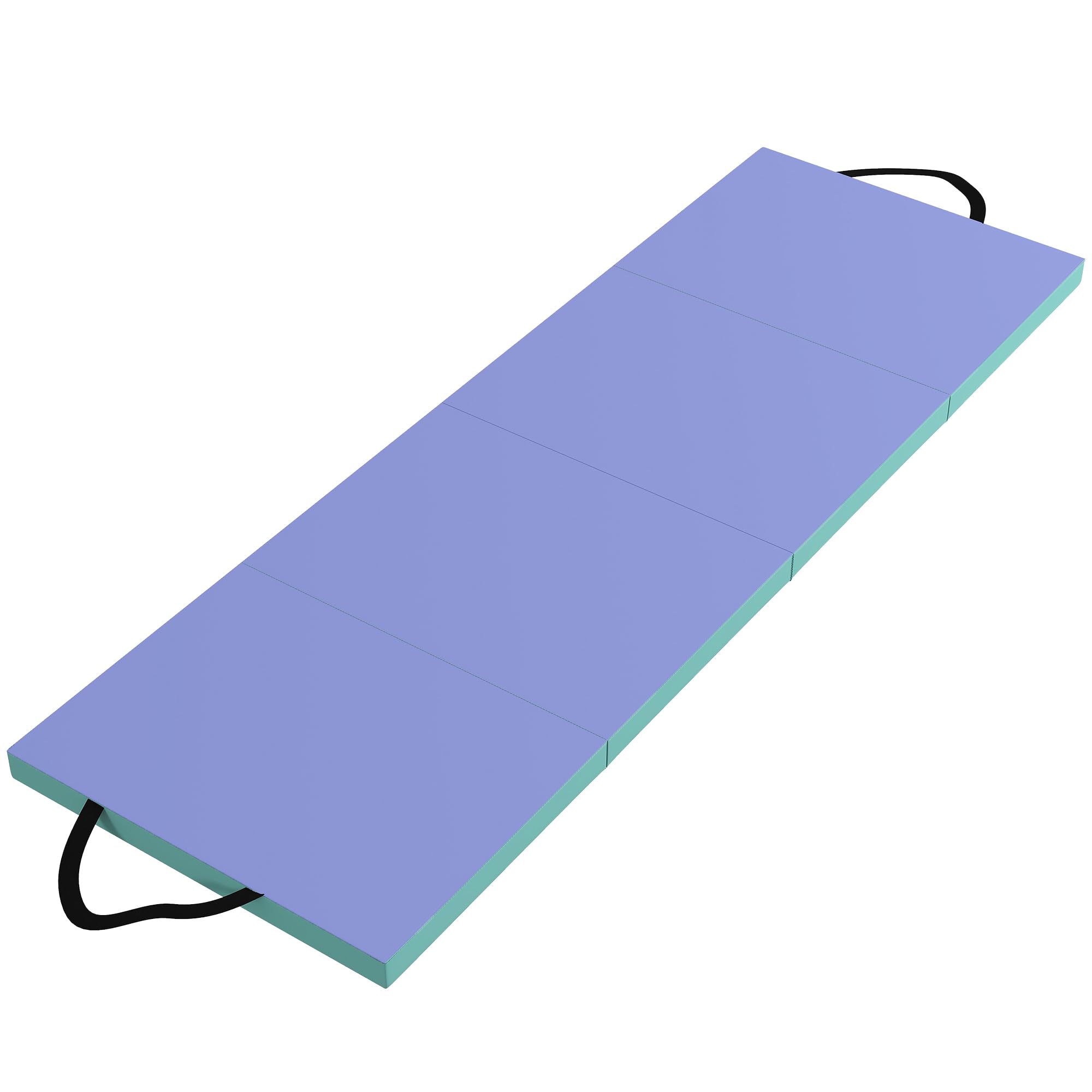 SPORTNOW Trainingsmatte, Faltbare Fitnessmatte Sportmatte mit Griff Gymnastikmatte Gymnastik Tumbling Matte für Yoga, MMA, Fitness, Pilates, Synthetikbezug, Grün+Lila, 180 x 60 x 5 cm