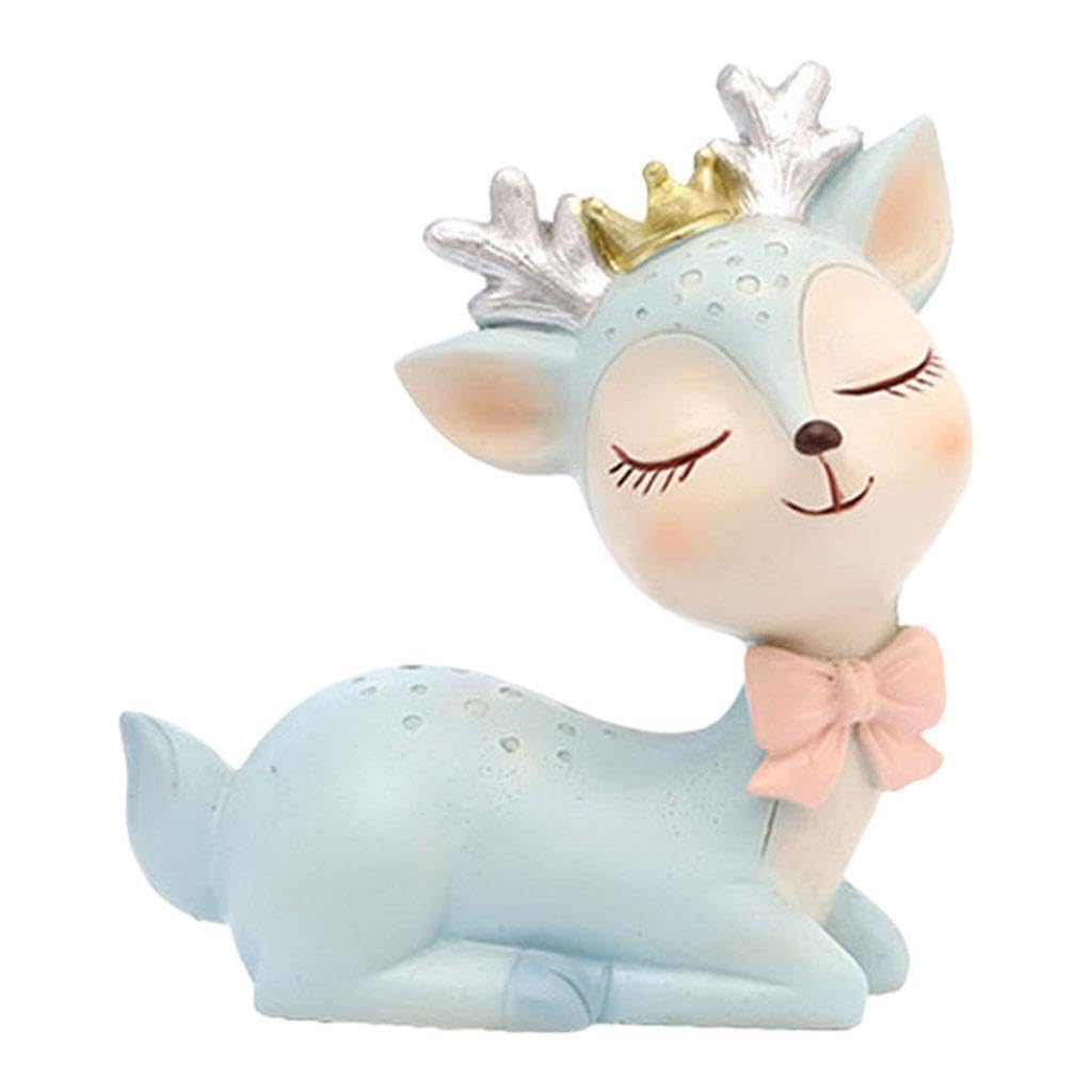 ALCXAZS Handmade Deer Figurines Toy for Baby Shower Statue Delightful and Enchanting Room Cute, Blue, 7x4x8.5cm